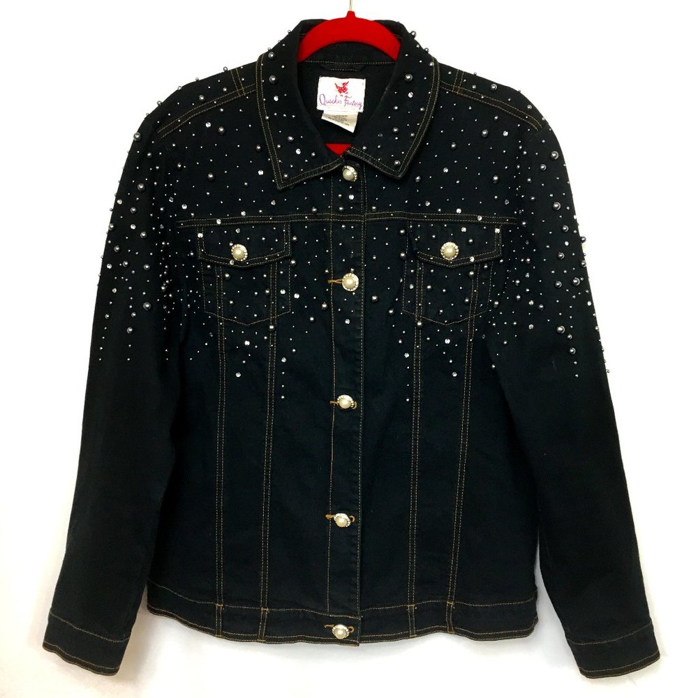 Quacker Factory Art To Wear Embellished Dark Deni… - image 2